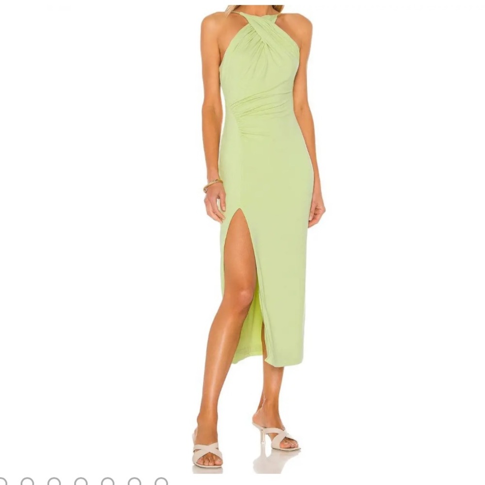 Song of Style Green Sheath Halter Midi Dress